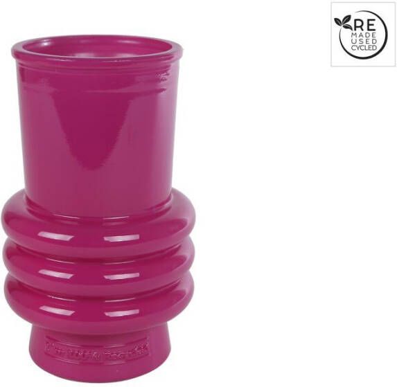 Coppens Vaas Rings glossy fuchsia glas 10x10x17cm