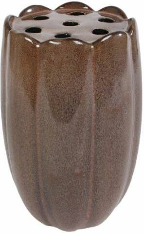 Coppens Vaas Roos L bruin aardew 13x13x20cm