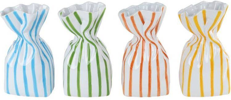 Coppens Vaas Stripe* oranje geel blauw groen a4 aardewerk
