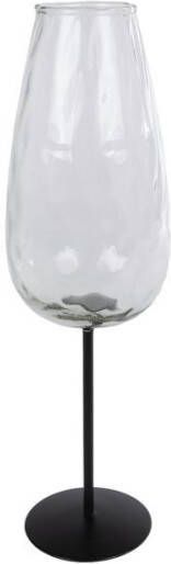 Coppens Vaas Wine glass L helder zwart glas metaal 8x8x28cm