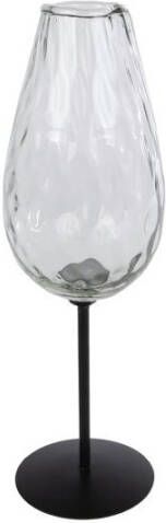 Coppens Vaas Wine glass S helder zwart glas metaal 7x7x23cm