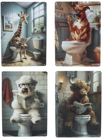 Coppens Wandbord Animals Toilet a4 metaal