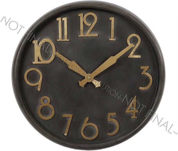 Coppens Wandklok metaal zwart goud dia80 5x10 5 cm.