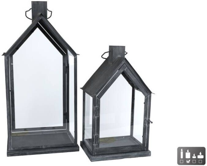 Coppens Windlicht House antracriet L