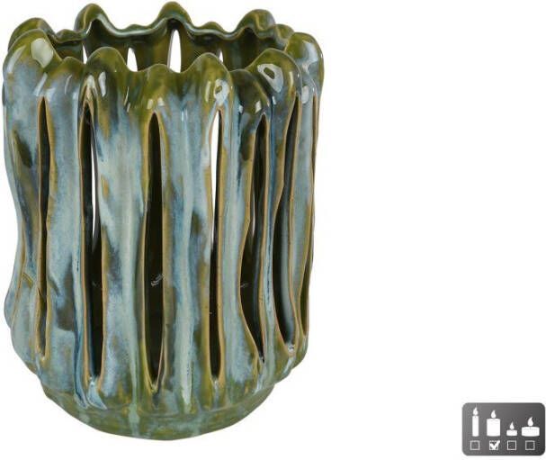 Coppens Windlicht Richard L groen wit aardewerk