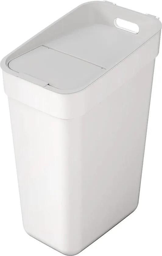 Curver Ready To Collect Afvalemmer met wandhouder voor muur of deur 30 l voor keuken badkamer wasruimte 100% gerecycled wit
