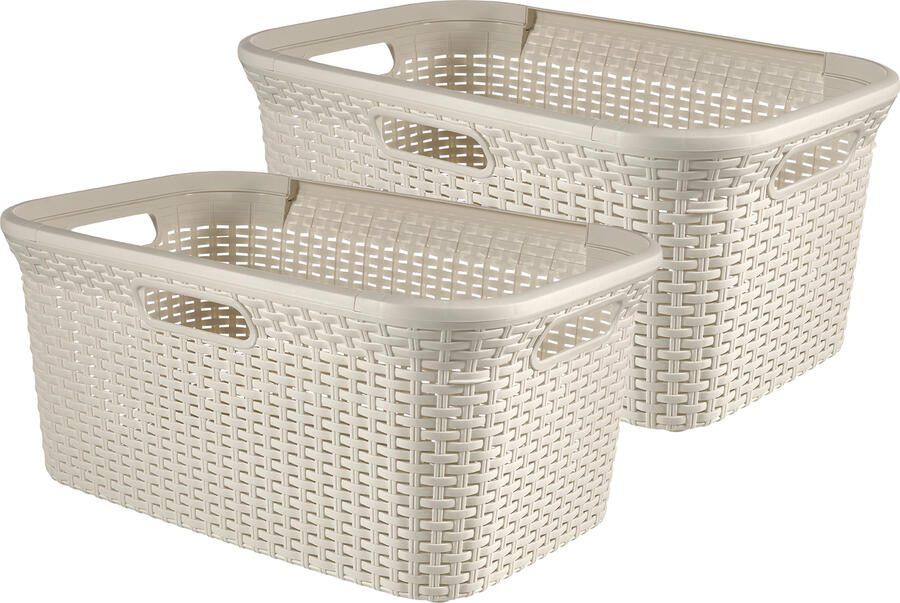Curver style wasmand 45 liter vintage wit 2 stuks