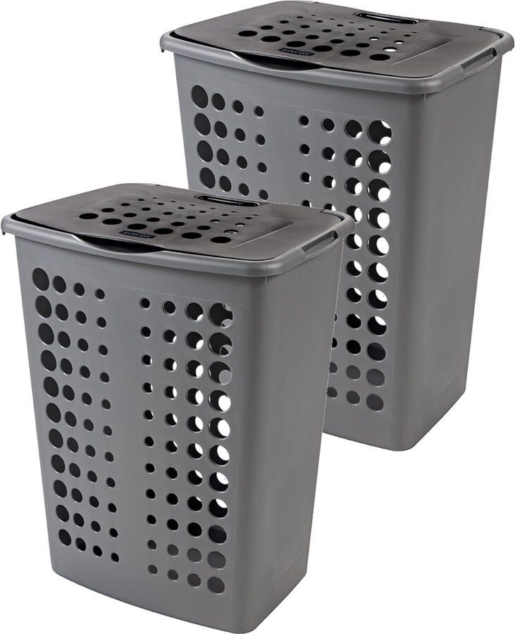 Curver victor wasbox 60 liter zilver antraciet 2 stuks