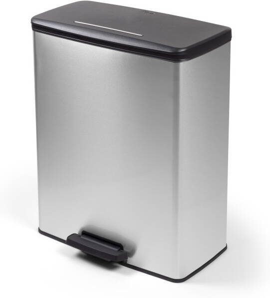 Curver deco bin duo prullenbak 26 liter + 26 liter rechthoekig zilver metallic