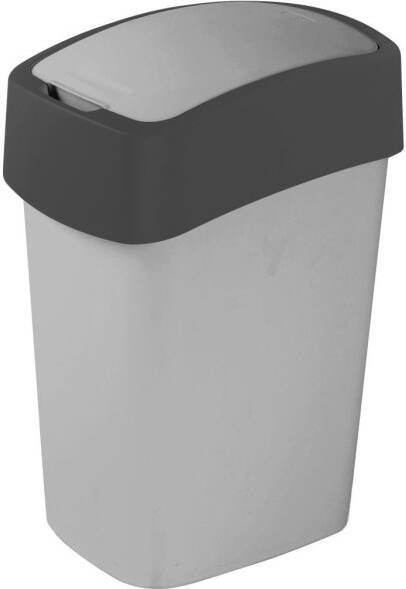 Curver flip bin 9 liter zilver antaciet