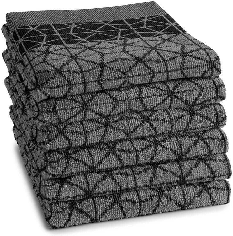 DDDDD 6x keukendoek chrystal 50x55 cm zwart