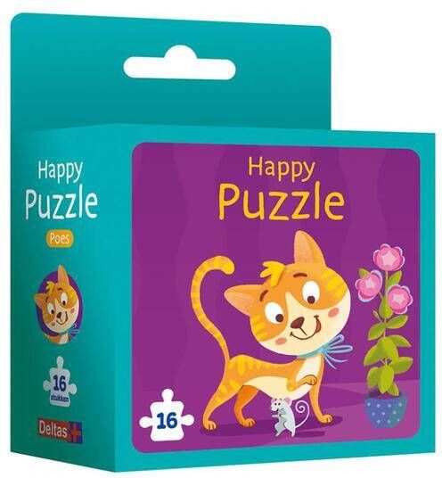 Deltas legpuzzel Kat junior 22 cm paars oranje 16 stukjes