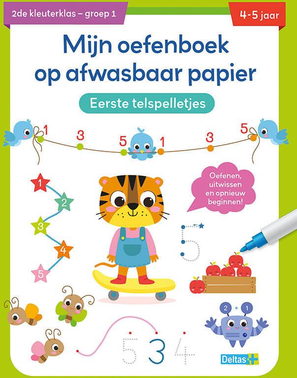 Deltas Mijn oefenboek op afwasbaar papier Eerste telspelletjes 4-5 j.