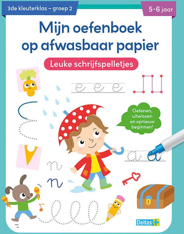 Deltas Mijn oefenboek op afwasbaar papier Leuke schrijfspelletjes 5-6 j.