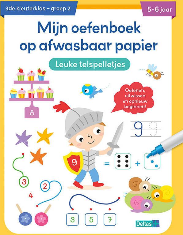 Deltas Mijn oefenboek op afwasbaar papier Leuke telspelletjes 5-6 j.