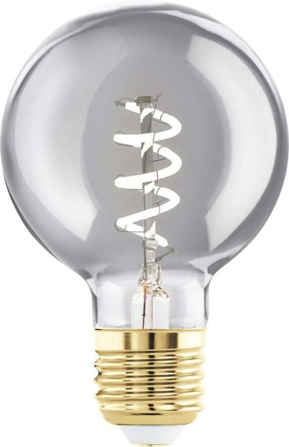 EGLO Ledfilamentlamp Peertje Smoke D6cm Dimbaar Warm Wit E27 4w