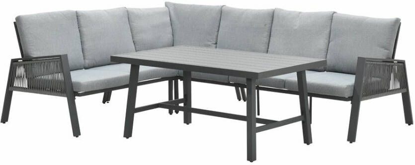 Van Kooten Tuin en Buitenleven Garden Impressions Andrea loungeset hoekbank en tafel grijs- Aluminium- Garden Impressions