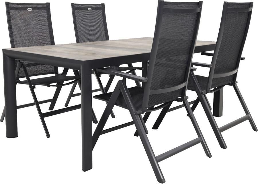Hartman kings tuintafel 180 met 4 Napoli verstelbare tuinstoelen