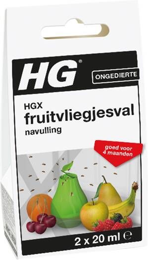 Hg X Fruitvliegjesval Navulling 2x20ml Effectieve Bestrijding voor een Vliegenvrije Omgeving