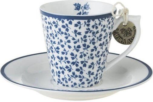 Laura Ashley Blueprint Collectables Espresso kopjes met schotel Floris 9 cl