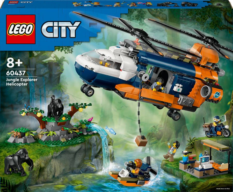 LEGO City Jungleonderzoekers: helikopter bij de basis set 60437