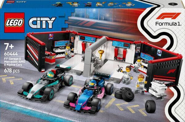 LEGO City 60444 F1 garage met Mercedes-AMG en Alpine auto&apos;s