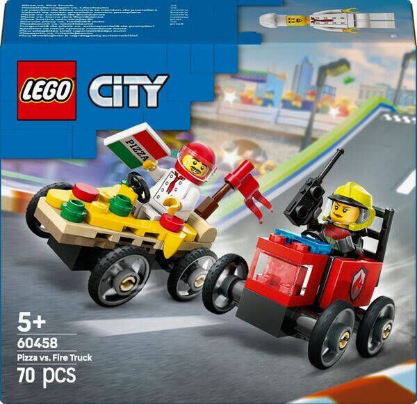 LEGO City 60458 Raceautopakket: pizzabestelwagen vs. brandweerauto