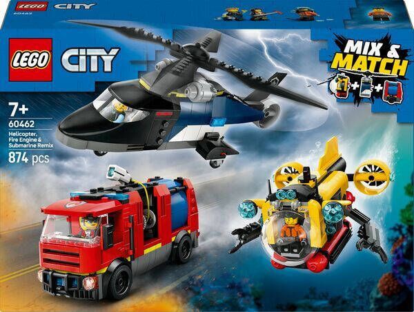 LEGO City Helikopter brandweerauto en onderzeeër remix 60462