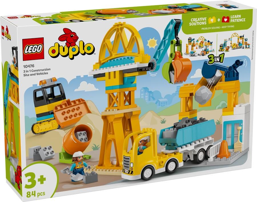 LEGO DUPLO 3-in-1 Bouwplaats en Voertuigen Speelgoed 10476