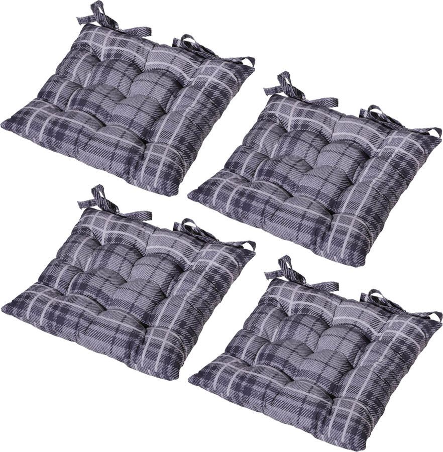 Madison 4 x Denim block Grey Toscane zitkussen 46 x 46