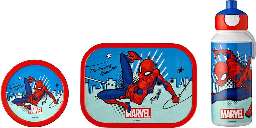 Mepal 3-delige lunchset campus Spiderman lunchbox + fruitbox + drinkfles pop-up