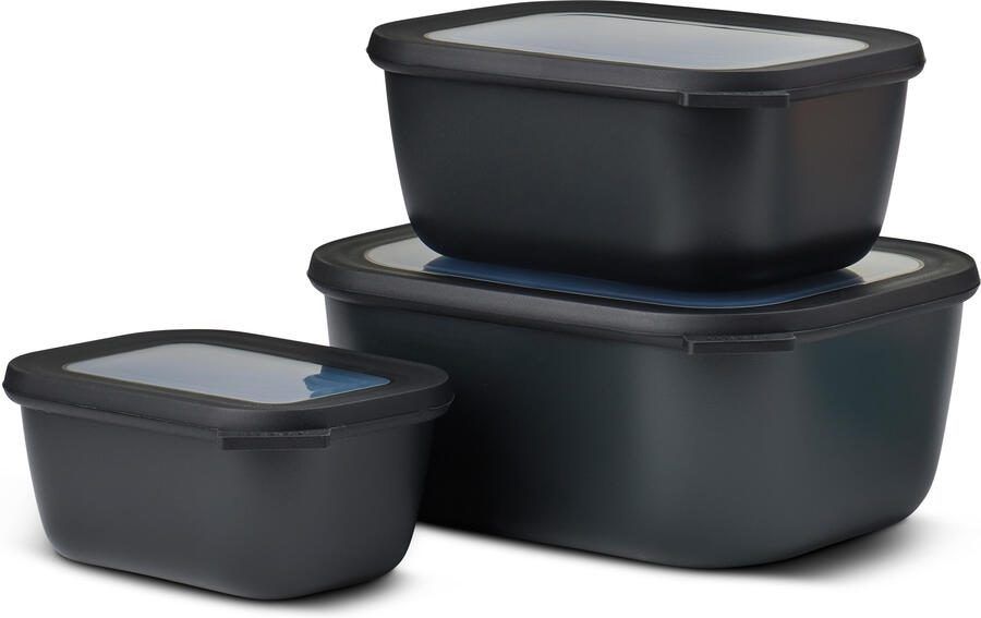 Mepal set van 3 multikommen rechthoekig cirqula nordic black 750 ml + 1500 ml + 3000 ml