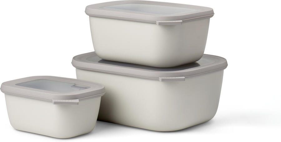 Mepal set van 3 multikommen rechthoekig cirqula nordic white 750 ml + 1500 ml + 3000 ml