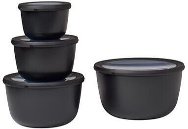 Mepal set van 4 multikommen rond cirqula nordic black 500 ml + 1000 ml + 2000 ml + 3000 ml