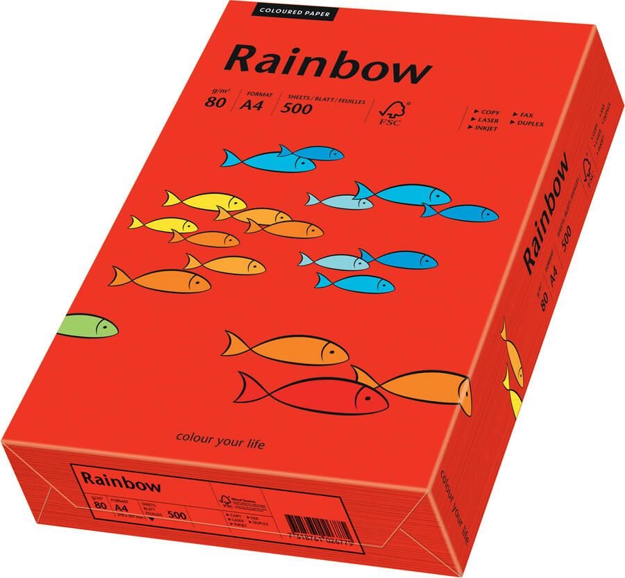 Nvt Papyrus Kopieerpapier Regenboog Intens Rood A4 80g 500 Vellen