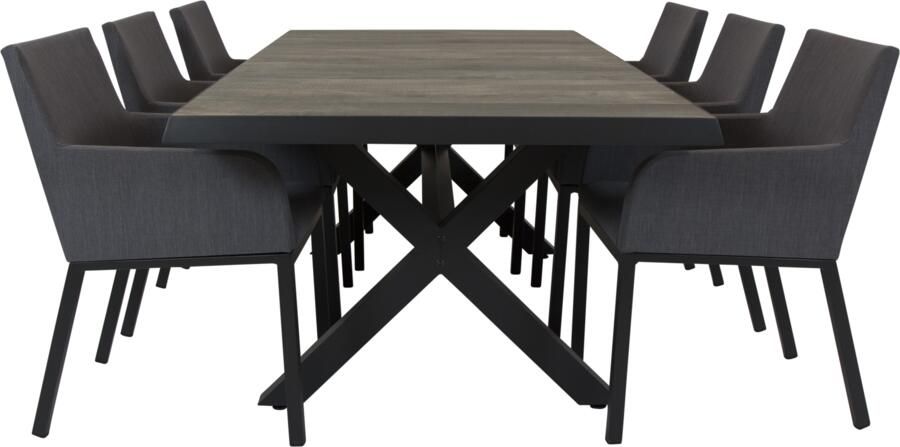 Qopps Admiral tafel 224 x 104 Antraciet met Tuinstoel Decan