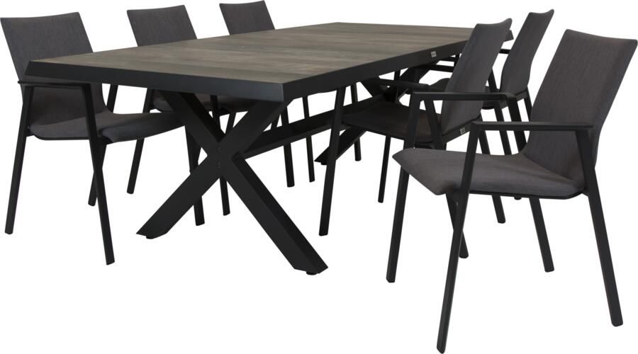 Qopps Admiral tafel 224 x 104 antraciet met Tuinstoel Fubar