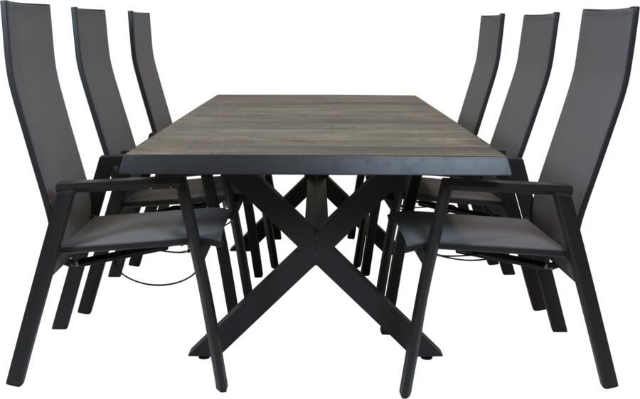 Qopps Admiral tafel 224 x 104 antraciet met Tuinstoel Palsa