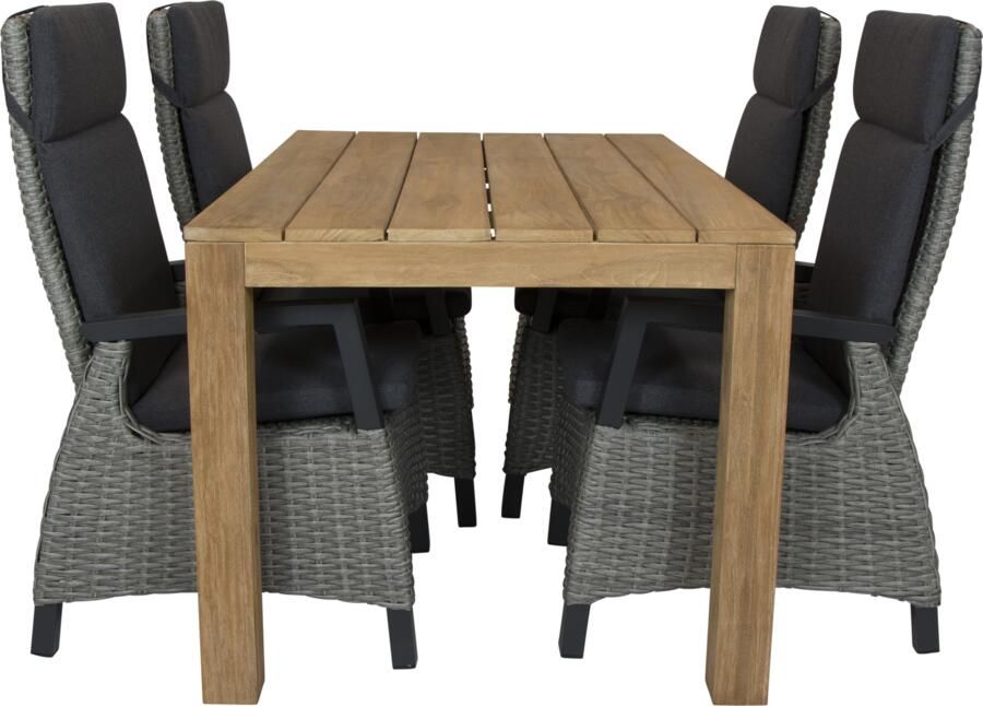 Qopps Alberto teak tafel 160 met Orlon verstelbare tuinstoel