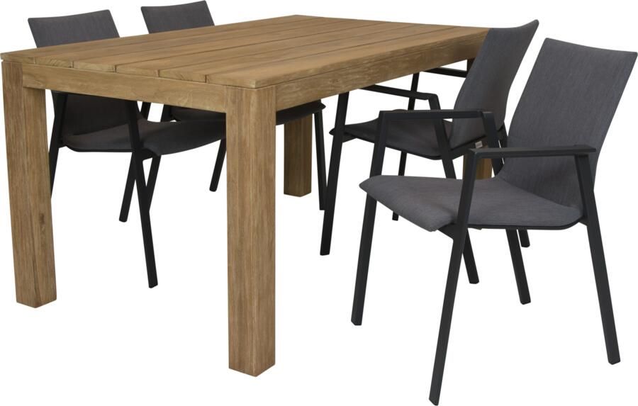 Qopps Alberto teak tafel 160 met tuinstoel Fubar