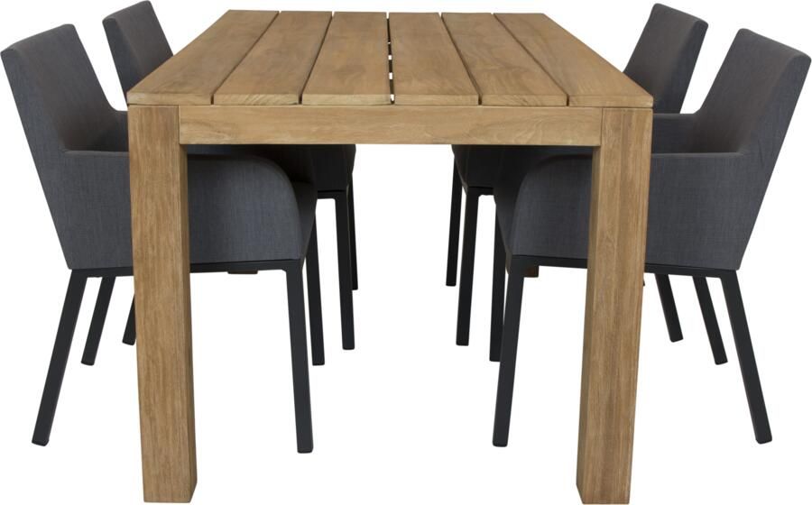 Qopps Alberto teak tuintafel 160 met Decan tuinstoel