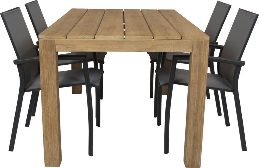 Qopps Alberto teak tuintafel 160 met Tampa dining tuinstoel