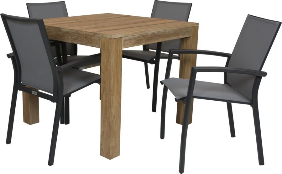 Qopps Alberto teak tuintafel met Tampa tuinstoel