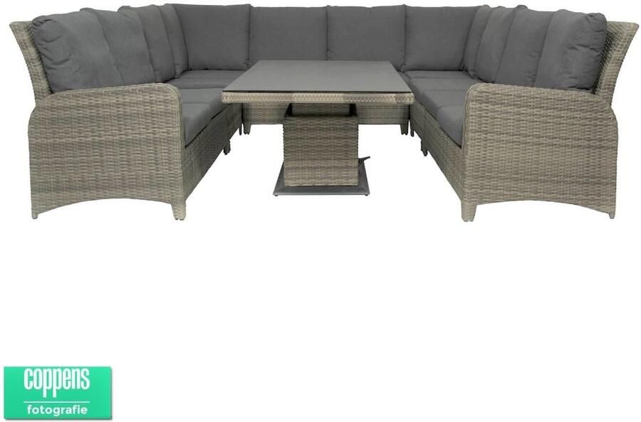 Qopps Aruba lounge dining set met in hoogte verstelbare tuintafel