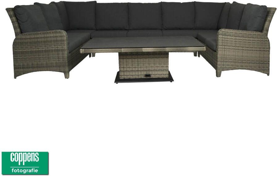 Qopps Aruba lounge dining set met in hoogte verstelbare tuintafel
