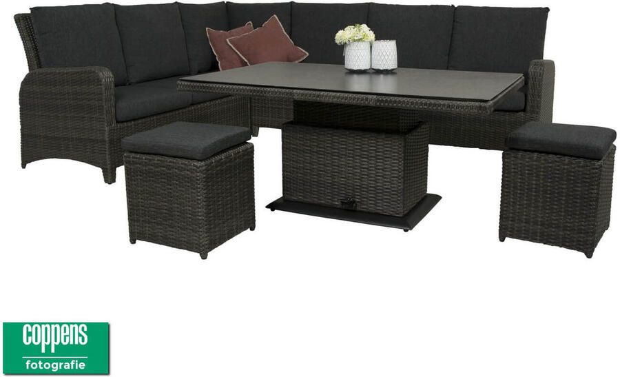 Qopps Aruba lounge dining set met sandigo vario tafel antraciet OP=OP