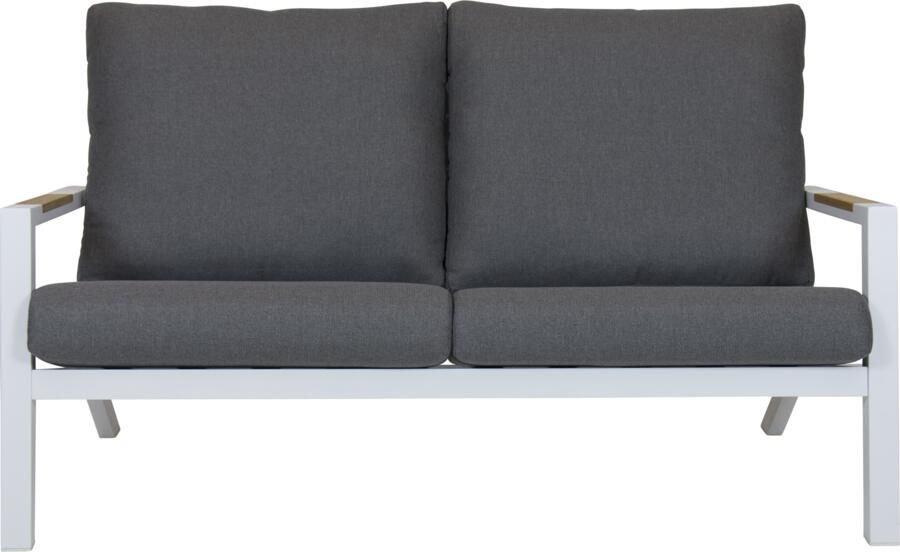 Qopps Ascon loungebank 2-zits frame mat Wit teak arm
