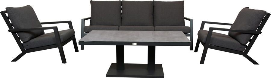 Qopps Atlanta 3 zits bank met 2 Atlanta lounge stoel en hoogte verstelbare tafel Rubli
