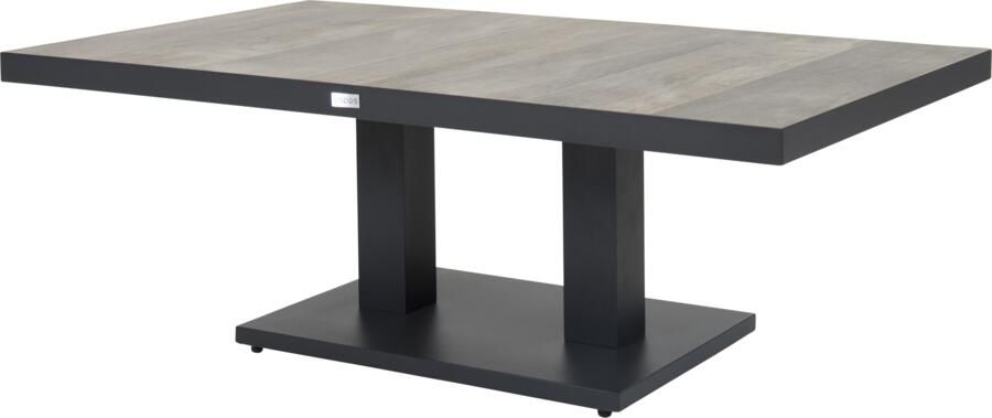 Qopps Camos in hoogte verstelbare tuintafel 140 x 85 mat royal Grey frame keramisch blad