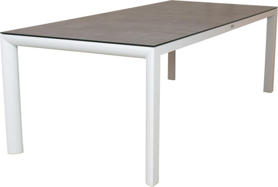 Qopps Cibba tuintafel 220 x 100 Mat wit frame porselein top